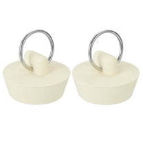 Uxcell Tub Drain Stopper, 2Pcs for 1-1/8" to 1-1/4" Rubber Bath Tub Drain Sink Stopper with Pull Ring for Kitchen Sink Bathroom Laundry, White