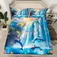 thumbnail image 2 of Erosebridal Dreamy Waterfall Twin Sheet Sets, 3D Dolphin Bedding Twin Size, Rustic Flower Reversible Bed Sheets Twin, Super Cozy Bedroom Decoration, 3pcs, 2 of 7