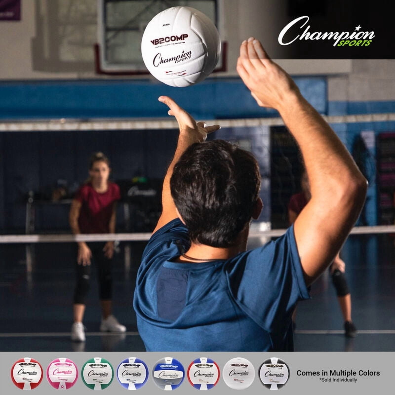Champion Sports VB Pro Comp Series Indoor Volleyball, Official Size - Durable, Soft-Touch Volleyballs with Composite Synthetic Leather Cover - Premium Volleyball Equipment and Gear - Black/White