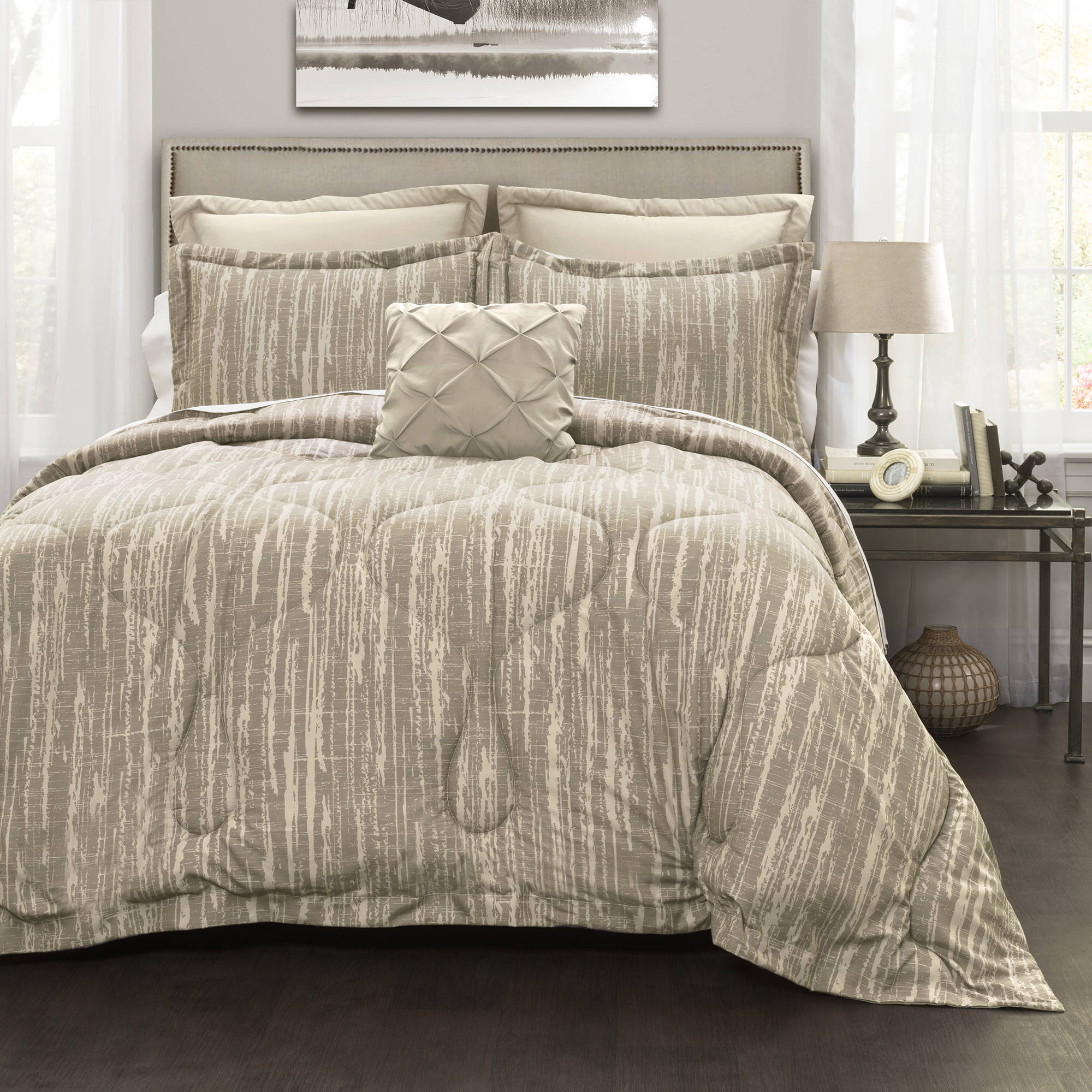 Rustic Stripe Comforter Gray 6Piece Set