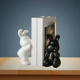 thumbnail image 3 of Hearth & Gear Modern Ceramic Bookends With Rabbit Design Decorative Desk Items For Bookshelves And Giving Set Of 2 With Books Elegant And Stylish Home Ornament Pack Sister Ornament Hairdresser, 3 of 6