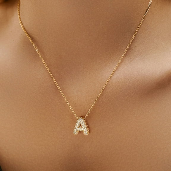 Turandoss 18K Gold Plated Initial Balloon CZ Pendant Necklace for Women Girls Adjustable Chain Personalized Letter A-Z Trendy Jewelry Christmas Birthday Unique Gifts for Women Girls Stocking Stuffers