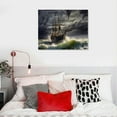 thumbnail image 5 of MLJA Storm Sea Heavy Sunset Clouds with Old Sailing Ship Canvas Wall Art Prints Modern Artwork Framed Ready to Hang, 5 of 5