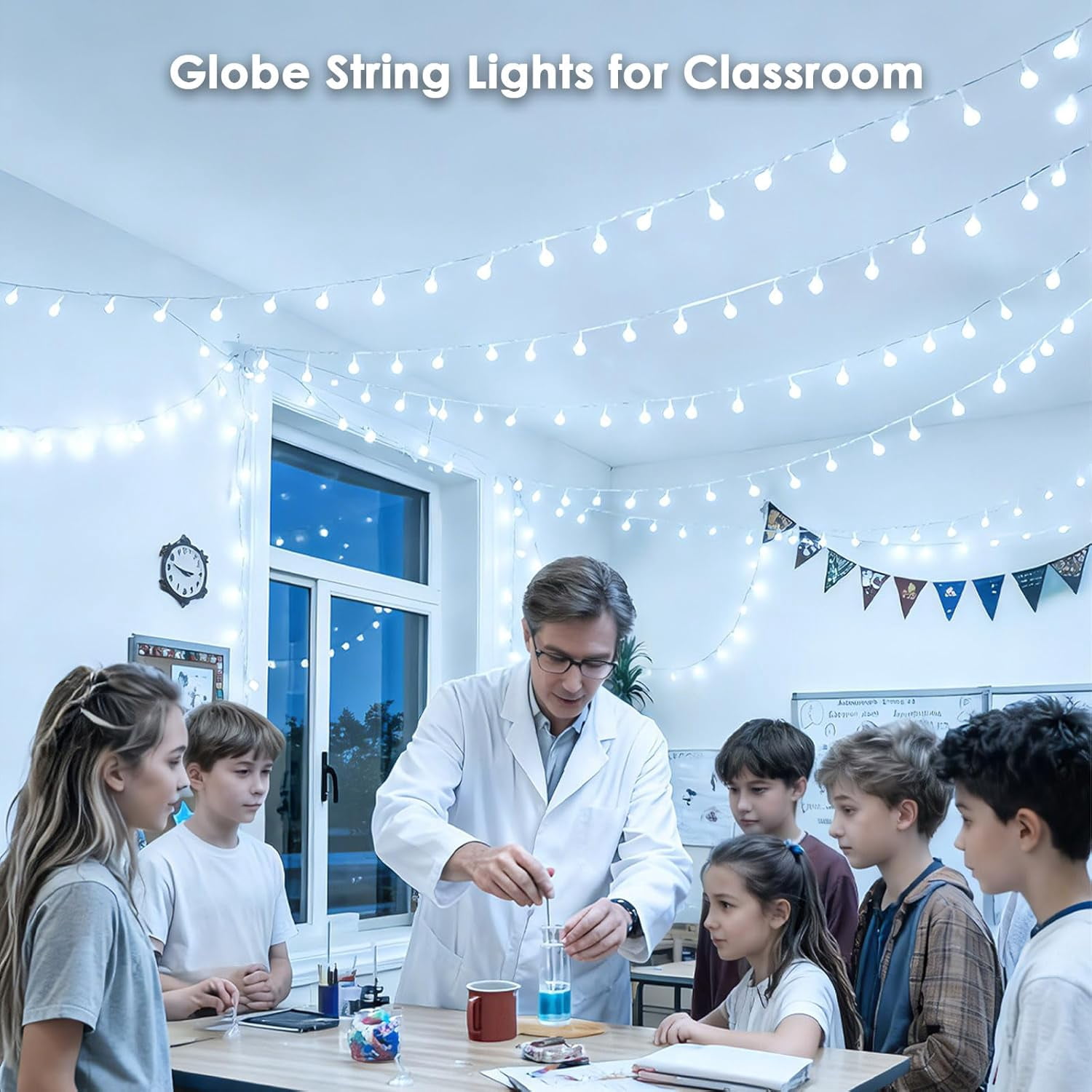 100LED Connectable String Lights Indoor Outdoor for Bedroom, 43ft White  Lights Plug in with Remote & Timer, 8 Lighting Modes Waterproof Fairy Light for Room Classroom Wedding Christmas Decor