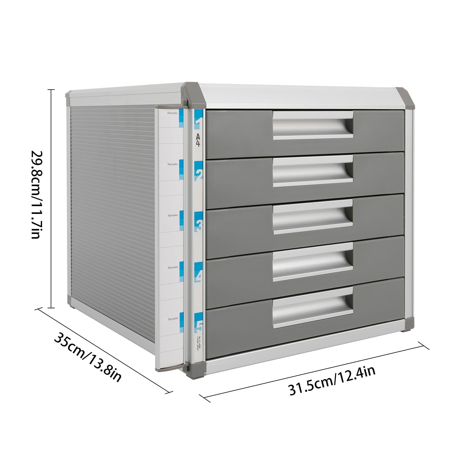 ToppiJoy 5 Tiers Drawer File Cabinet, Lockable Drawer Organizer ,Aluminum Alloy File Organizer for Homes,Offices, Hospitals, Schools 12.4*13.8*11.7in