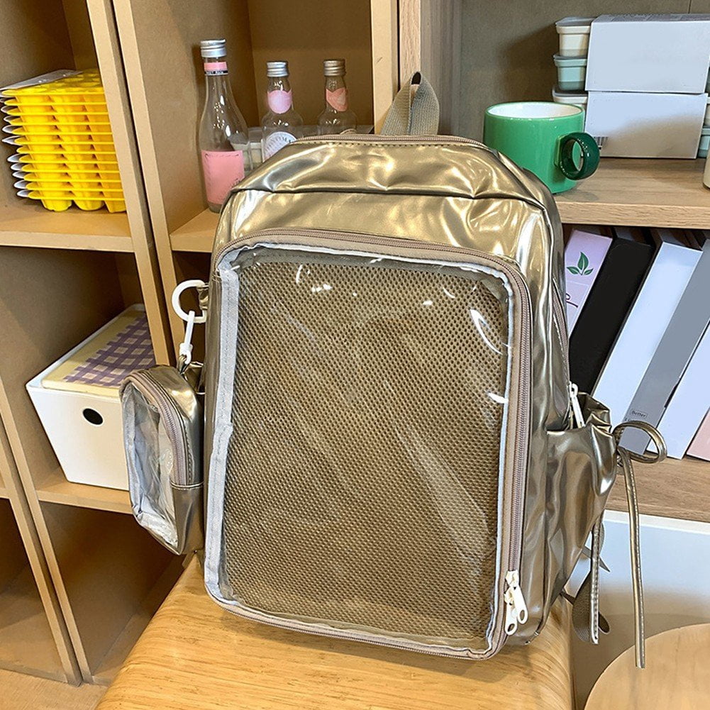 Hzzsbu Ita Bag Clear Backpack Heavy Duty PVC Transparent Backpack Multiple Pockets Bookbag for Concert Work Security Travel Festival