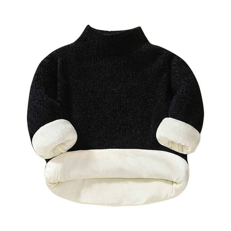 

FRSASU Clearance Autumn and Winter Medium and Large Boys Girls Round Neck Pullover Plush Thickened Sweater