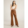 thumbnail image 2 of Scoop Women's and Women's Plus Faux Leather High Waisted Trouser Pants, 32 Inseam, Sizes 0-28W, 2 of 5