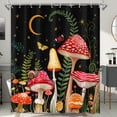 thumbnail image 4 of 84 Inch Extra Long Mushroom Shower Curtain Black and Red Floral Butterfly Waterproof Fabric Bathroom Shower Curtains Aesthetic Moon Flower Plant Bath Curtain with Hooks (72'''' × 84'''', Black), 4 of 6
