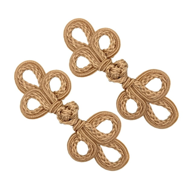 simhoa 2 Pairs Cheongsam Buttons Chinese Knot Frog Buttons for Outfit Sweater Coats Camel
