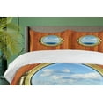 thumbnail image 4 of Ambesonne Vintage Duvet Cover Set, Ship Old Sailing Vessel, 2-Calking, Dark Orange Pale Blue, 4 of 7