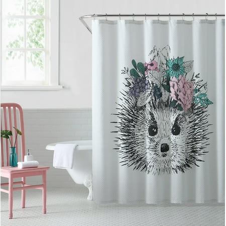 80 Shower Curtain Oh Hello, Fabric Shower Curtain - Hedgehog Print - 80% Polyester / 20% Cotton - 72