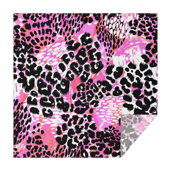 Pink Leopard Pattern Square Tablecloth,Waterproof Square Table Cover,Wipeable Spillproof Washable Table Cover for Home Kitchen Party Decor 42"X42"(107x107cm)