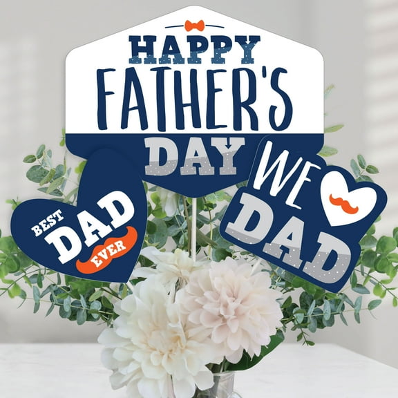 Big Dot of Happiness Happy Father's Day - We Love Dad Party Centerpiece Sticks - Table Toppers - Set of 15