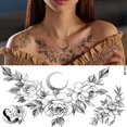 thumbnail image 4 of Pegatinas de tatuajes temporales de flor de Rosa, tatuajes de flor para cuerpo, pierna, brazos, cuello, espalda, piel de flor extraíble, 4 of 4