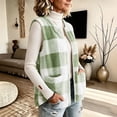 thumbnail image 6 of WAGUTH Women's Buffalo Plaid Fleece Vest Sleeveless Zip Up Soft Lightweight Jacket with Pockets Fall Winter Casual Outwear Vest,L, 6 of 6