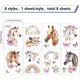 thumbnail image 2 of 8 hojas de pegatinas autoadhesivas para ventana con diseño de caballo, arcoíris, flores y mariposas, para pared, de vinilo de PVC, impermeables, para decoración., 2 of 9