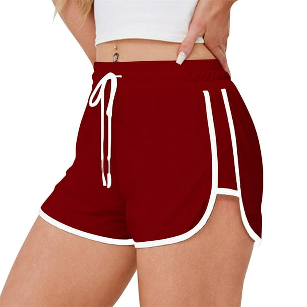 Correr Pantalones Cortos con Bolsillos Mujeres Deportes Casual Cordón Suelto Pantalones Cortos de Fitness, Pantalones de Bolsillo de Poliéster para Toda la Temporada, Lavado de Manos