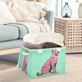 thumbnail image 3 of Yayeee Collapsible Cube Storage Bin with Lid Fabric Closet Decorative Basket with Handles, Pink Cheetah, 3 of 7