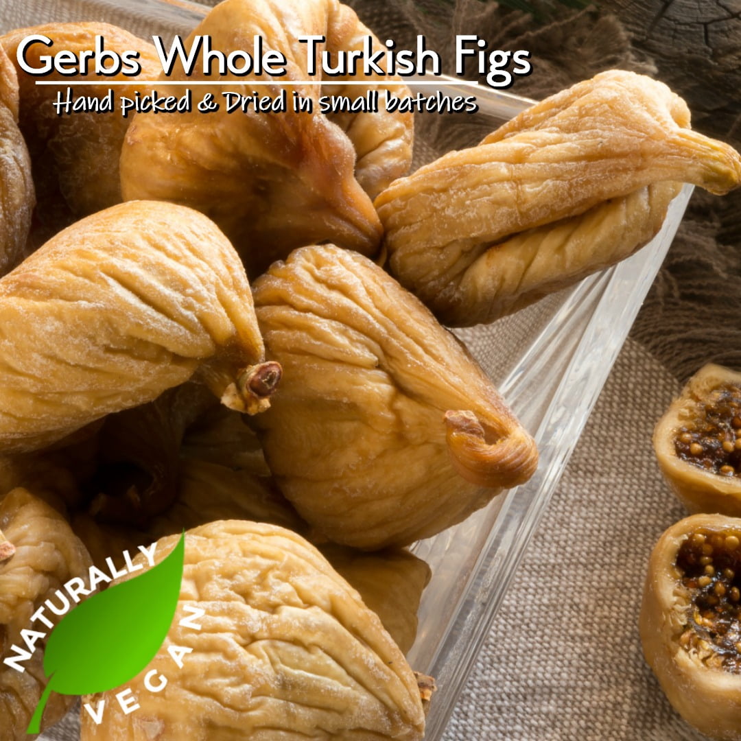 GERBS Dried Whole Figs 2 LBS. | Freshly Dehydrated Resealable Bulk Bag | Top Food Allergy Free | Sulfur Dioxide Free | Strengthen bones, packed vitamin C boost immune system | Gluten & Peanut Free