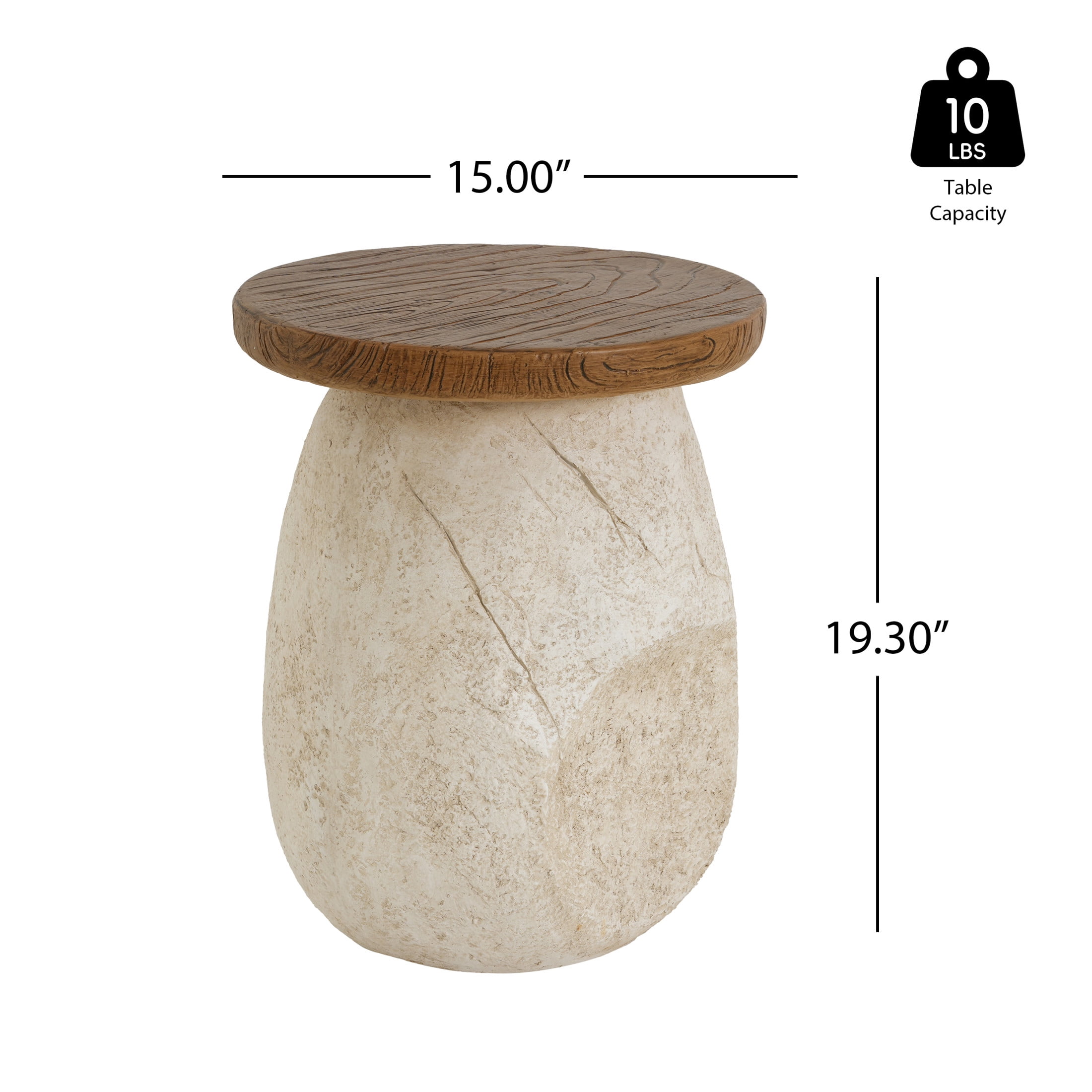 Christopher Knight Home Outdoor MGO Accent Side Table, Pear-Shape with Faux Wood Grain Top, Beige