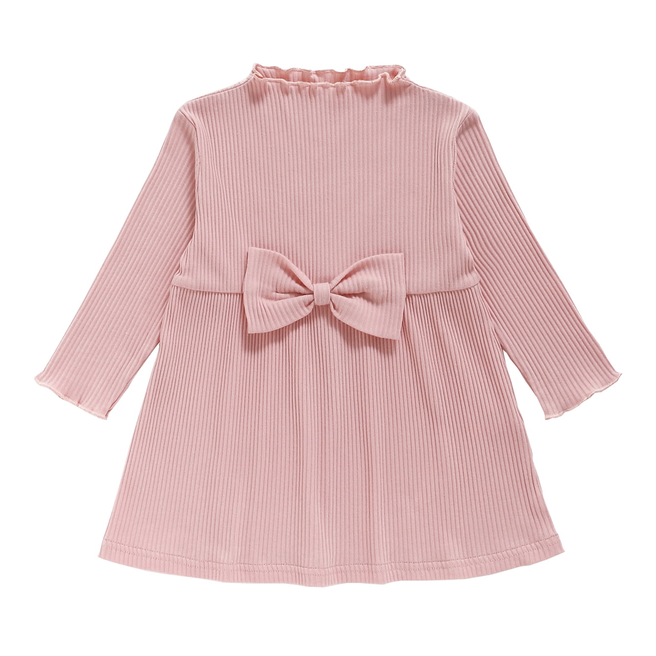 9 Months Baby Girls Dress 12 Months Girl Long Sleeve Dress Solid Color