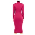 thumbnail image 4 of LYXSSBYX Long Sleeve Dresses Hot Sale Clearance Women Fashion Slim High Neck Long Dress Long Sleeve Pure Color Dress, 4 of 8