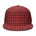thumbnail image 2 of Classic Red and Black Buffalo Plaid Snapback Hat - Rustic Farmhouse Print Flat Brim Cap for Streetwear Fans, 2 of 5