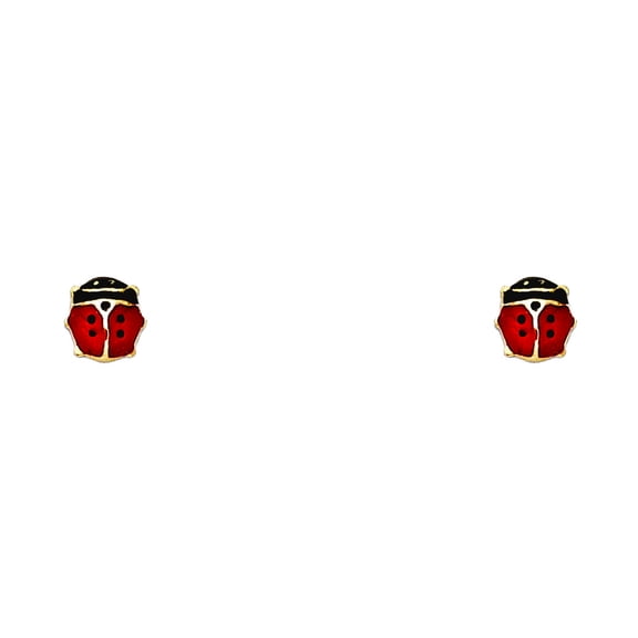 14k Goldsmall Enamel Ladybug Screw Stud Earrings Stud Earring for Women