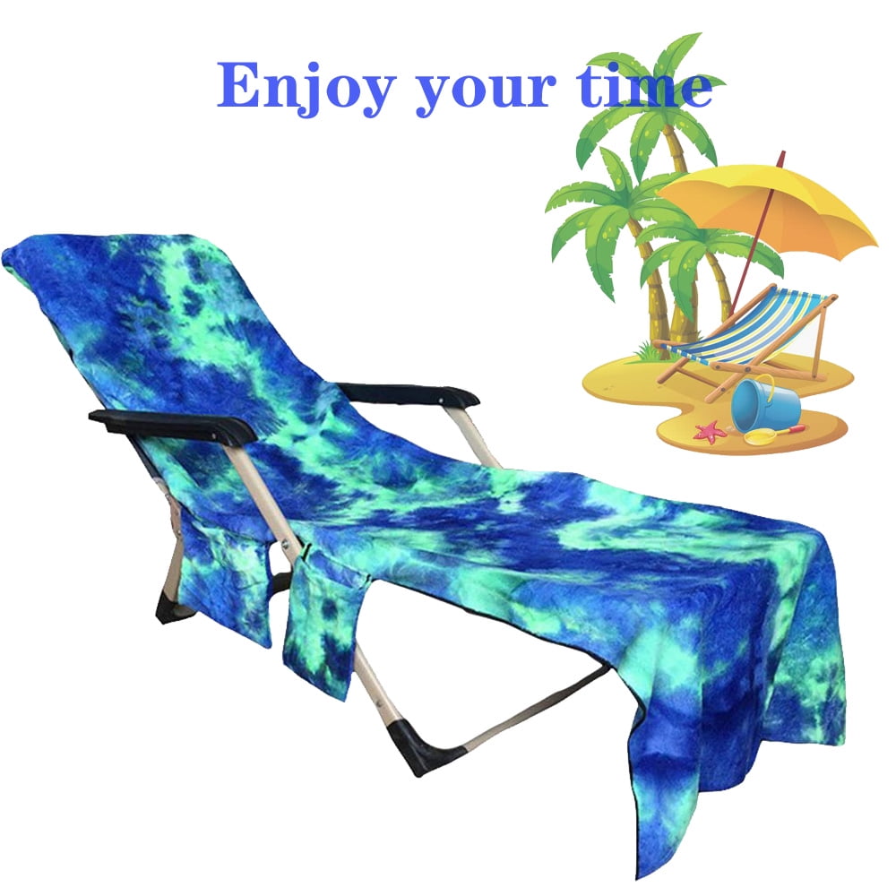 Portable Microfiber Beach Towel Cover with 2Pcs Side Pockets Beach