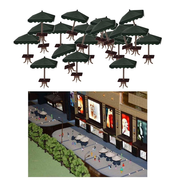 Paquete de 20 Sombrils Modernas Simución en Miniatura, Modelo de Paisaje de Construcción Arena 1: 75 verde Yotijar Mini Sombrilla de Cuatro Esquinas