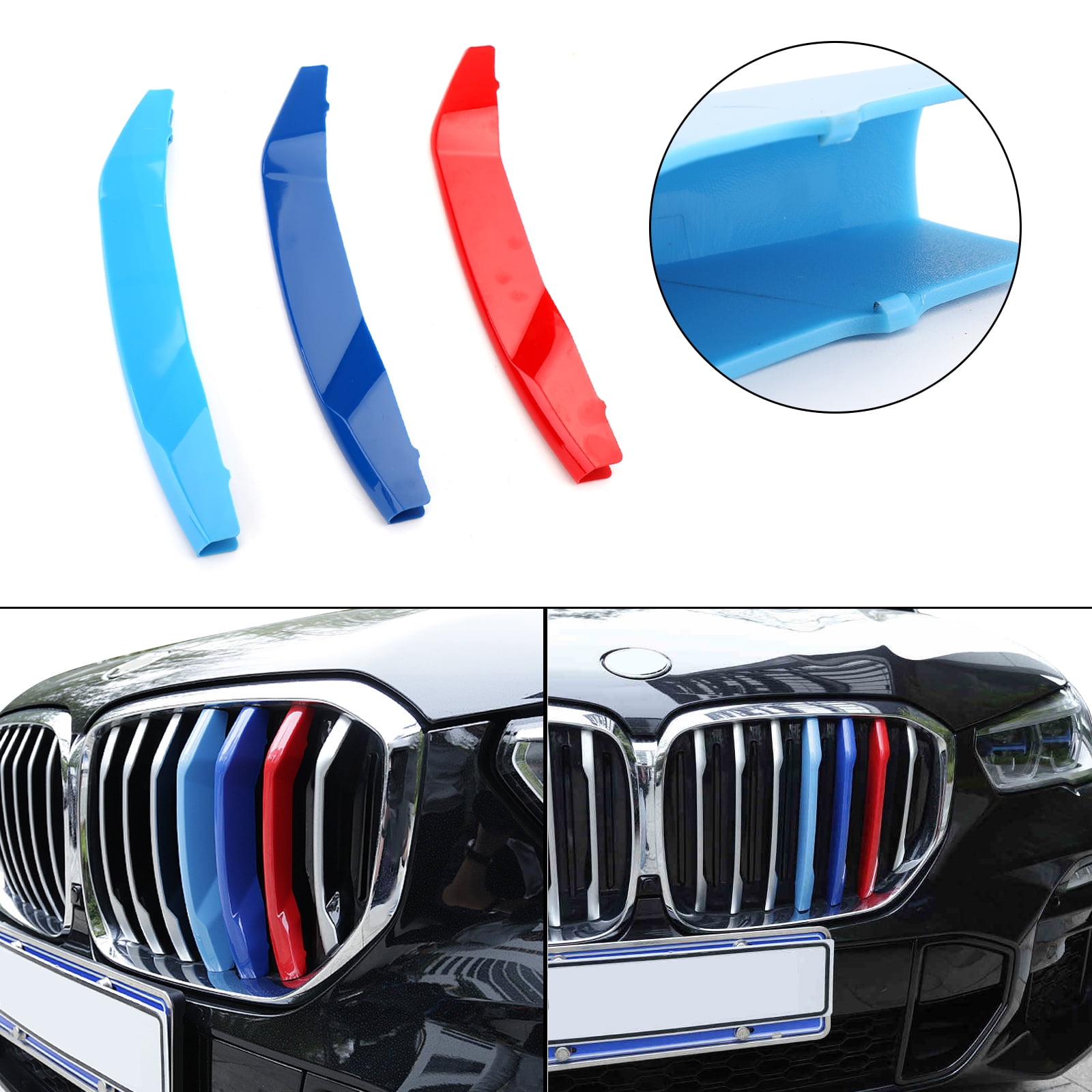 Details about   BMW X6 E71 2012-14 Kidney Grille Motorsports 3 tri-Colour Cover Cap Clip strip 