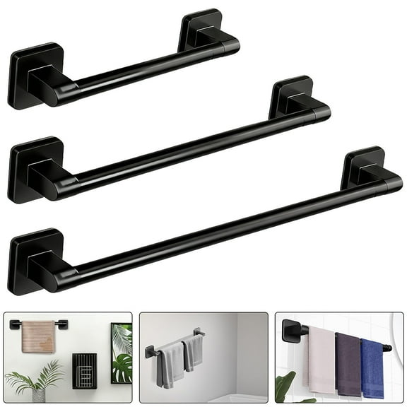 XMZHOU 3 Pcs Black Bathroorm Towel Bar For Wall Rustproof Towel Holder Sturdy Space-Saving Towel Hanger Bathroom Accessories Home Decor Set