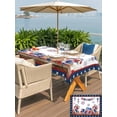 thumbnail image 5 of Outdoor Tablecloth with Umbrella Hole for Patio/Picnic/Party/Camping, Independence Day Waterproof Table Cloth Rectangle Table Cover Washable, American Flag Anniversary Star Floral (60"x 84"), 5 of 9