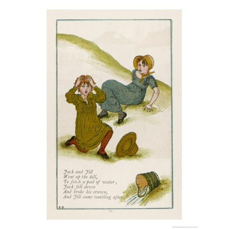 Jack and Jill after They Have Fallen Down the Hill Print Wall Art By Kate Greenaway