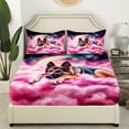 thumbnail image 3 of Hunting Dog Bedding Set Queen Size,Wolf Dog Bed Sheets 4Pcs Teens Men Room Decor,3D Pet Animals Fitted Sheet Dreamy Sweet Pink Cloud Top Flat Sheet,2 Pillowcases, 3 of 6