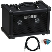 Boss Dual Cube LX 2 x 5-inch 10-watt Portable Bass Guitar Combo Amplifier Bundle with Gearlux Instrument Cable and Picks