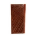 thumbnail image 2 of Premium Genuine Leather Western Men's Embossed Floral Tooled Basketweave Cowboy Long Wallet in 2 colors, 2 of 3