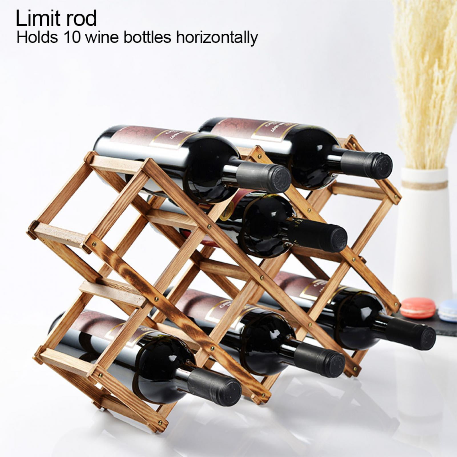 Durable Foldable Wood Wine Rack Wine Organizer Accordion Design For Kitchen Living Room Home Walmart