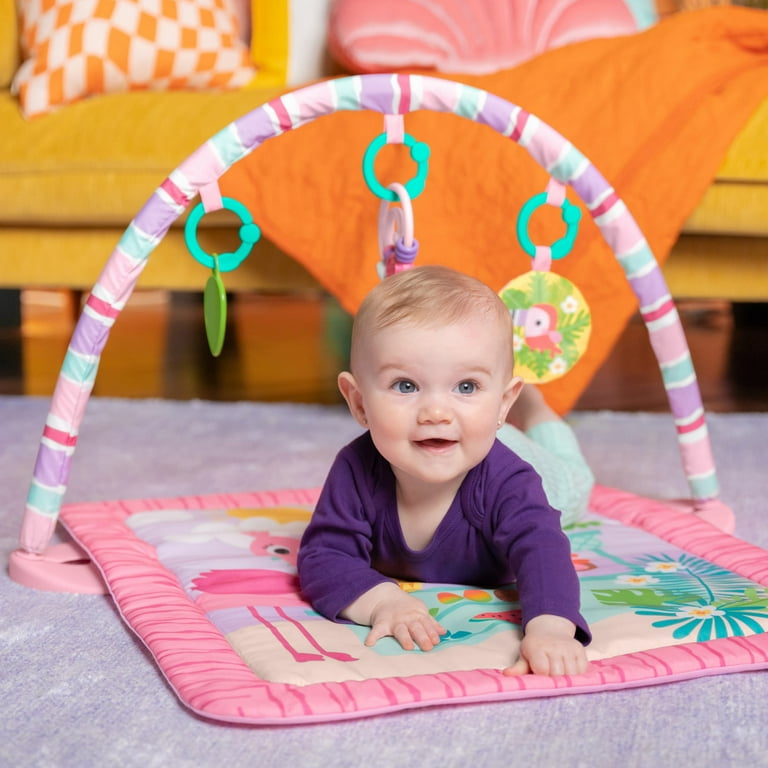 Bright Starts Pink Palms Tiki Baby Activity Gym Tummy Time Mat