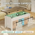 thumbnail image 4 of Lift Top Coffee Table, 4 in 1 Multi-Function Farmhouse Coffee Tables with Storage and Hidden Compartment, Convertible White Coffee Table Converts to Dining Table for Living Room, Brown Top, 4 of 7