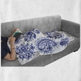 thumbnail image 6 of Blue and White Soft Flannel Fleece Throw Blanket, Old Fashioned Motifs in Watercolor Style Paisley Mandala Floral, Cozy Plush for Indoor and Outdoor Use, 60" x 80", Navy Blue White, by Ambesonne, 6 of 6