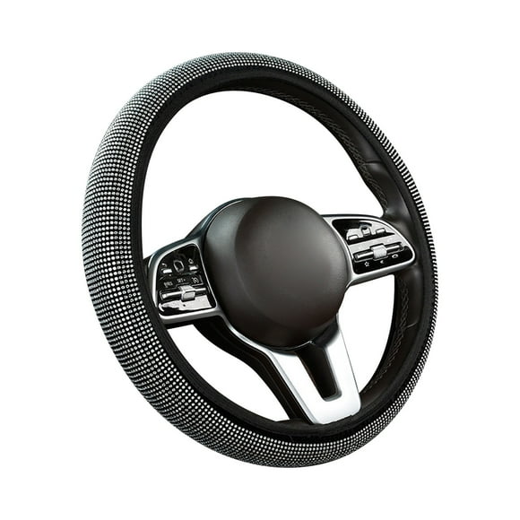 Lksixu Car Accessories Summer Steering Wheel Cover, Rhinestone Steering Wheel Cover with Crystal Diamond for Women, Sparkling Car Wheel Protector Universal Fit 14-15 Inches Car Interior Accessory