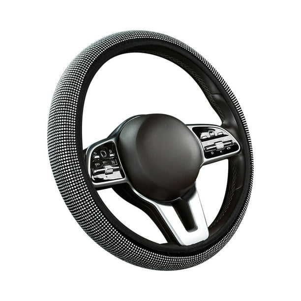Funda de volante de verano con diamantes de imitación para mujer, protector de volante brillante, ajuste universal, fundas para volante de 14 a 15 pulgadas.