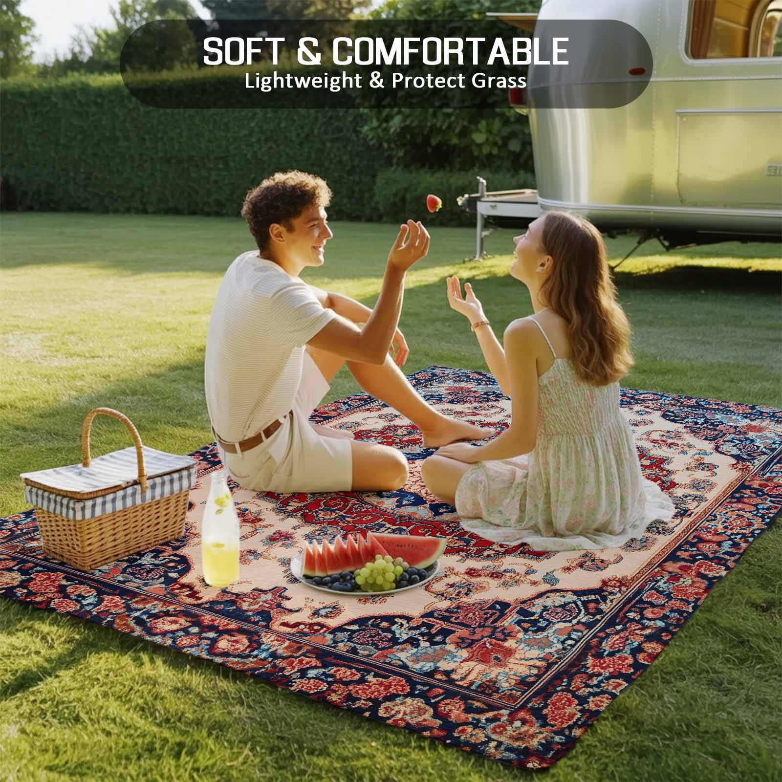 Outdoor Rug 5x8ft Oriental Medallion Large Area Rug Retro Accent Indoor Outdoor Carpet Outdoor Rugs Mats for Patio Camping,RV,Front Door, Outside Decor