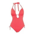 thumbnail image 3 of bar III Womens CORAL Solid Cutout One Piece Swimsuit, 3 of 4