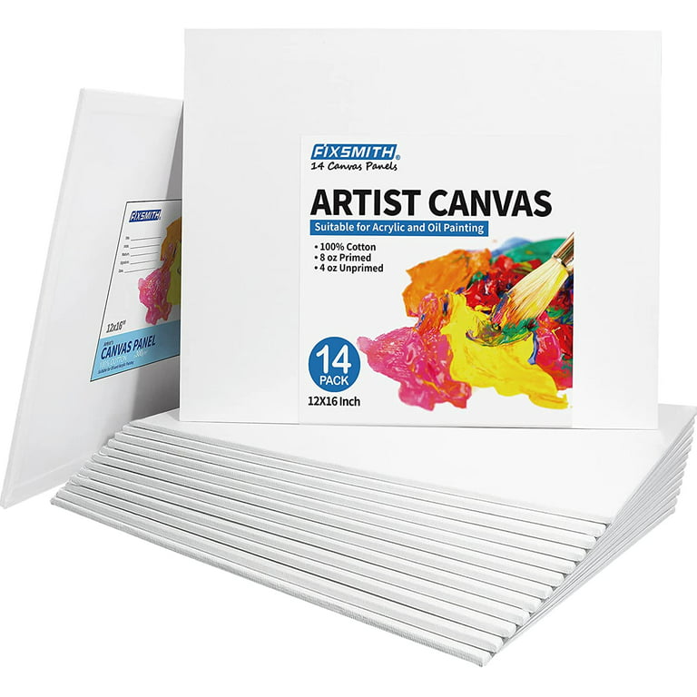 FIXSMITH Painting Canvas Panels - 9x12 inch Professional Quality Canvas Boards,super Value 12 Pack,100% Cotton,primed,acid Free,for Professional ARTIS