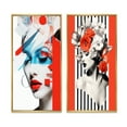thumbnail image 2 of Designart "Avant Garde Red and Blue Portrait" Fashion Woman Framed Wall Art Set Of 2 - Glam Blue Frame Gallery Set For Office Decor, 2 of 6