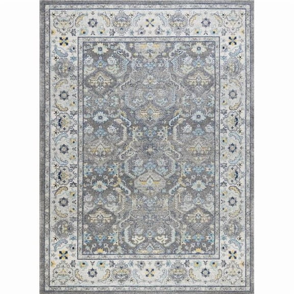 Pasargad Home Chelsea 9' x 12' Power-Loomed Grey/Ivory Rug - All Ages, Indoors