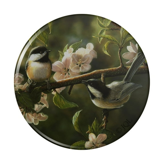 Chickadees Songbirds Spring Blossoms Kitchen Refrigerator Locker Button Magnet